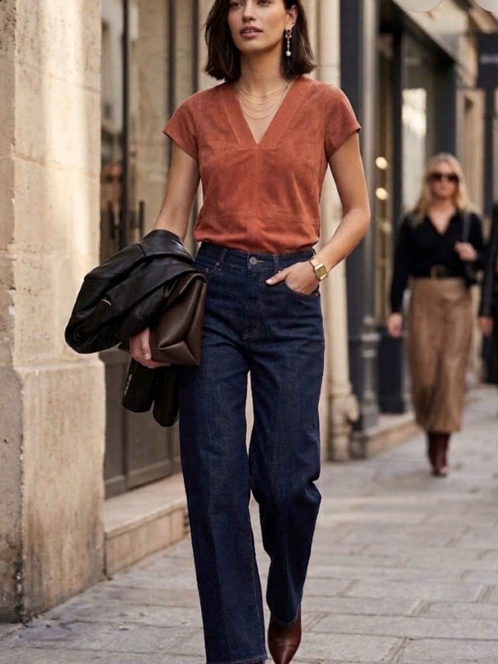 Banana Republic Heritage Suede 100% Goat Leather Terracotta Top Size XL